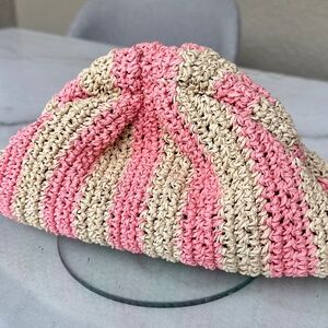 Straw Dumpling Clutch Purse,Summer Vacation Beach